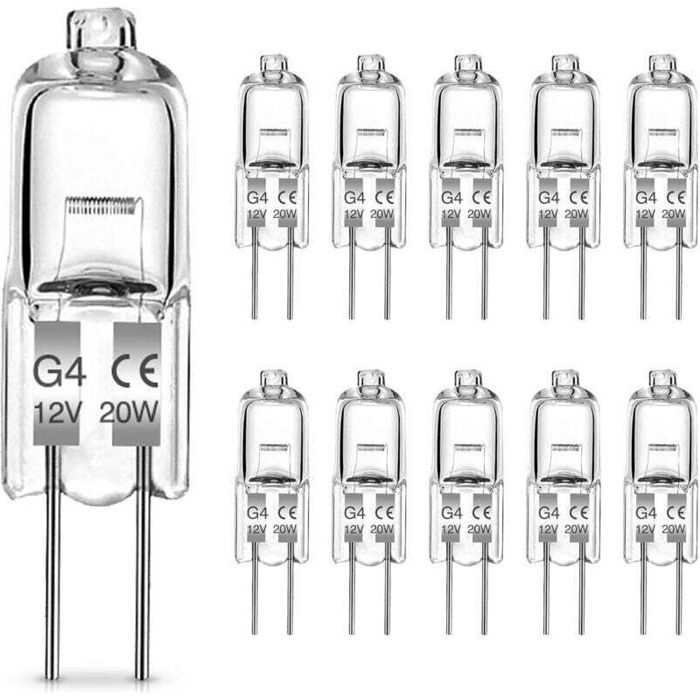 Ampoules Halogènes G4 20W Ampoule G4 Lampe de Base à Broche Halogène 12V Blanc Chaud 2700K 300LM Lampe Halogène Basse Tension G4 La