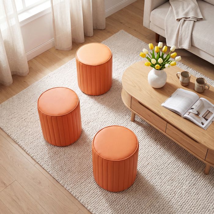 Tabouret citrouille - CREMLANK - 36x36x40cm - ORANGE - En Potassium - Aucun montage requis - Compact et léger