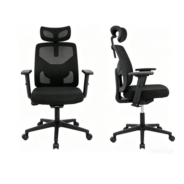 Fauteuil Ergonomique à Dossier Haut-Chaise de Bureau–Appui-tête et Soutien Lombaire réglables roulettes pivotantes 360° noir