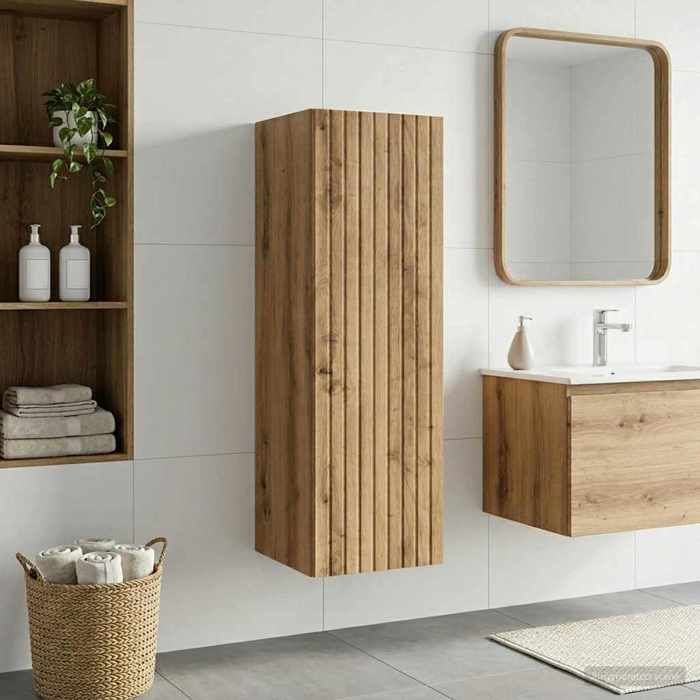 vidaXL Cabinet de Salle de Bain Mural Chêne Artisanal 33 x 345 x 60 cm en Bois dingénierie avec rangement linge et accessoires 913