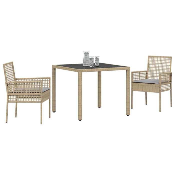 BEAU Meuble balcon - Ensemble de salle à manger pour jardin - (3 pcs) - Table Balcon + 2 chaises Beige - polyrotin[84397]
