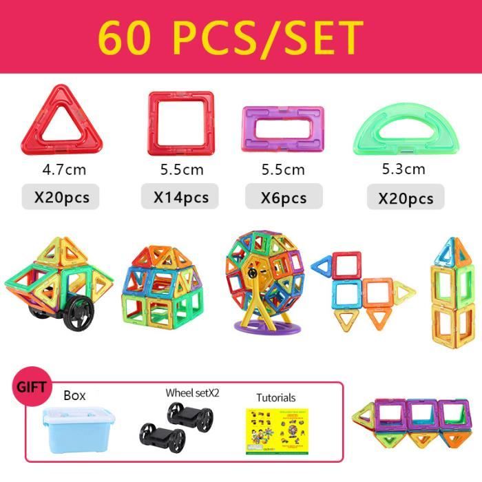 Boîte de rangement 60 pièces-Blocs de Construction magnétiques pour ...