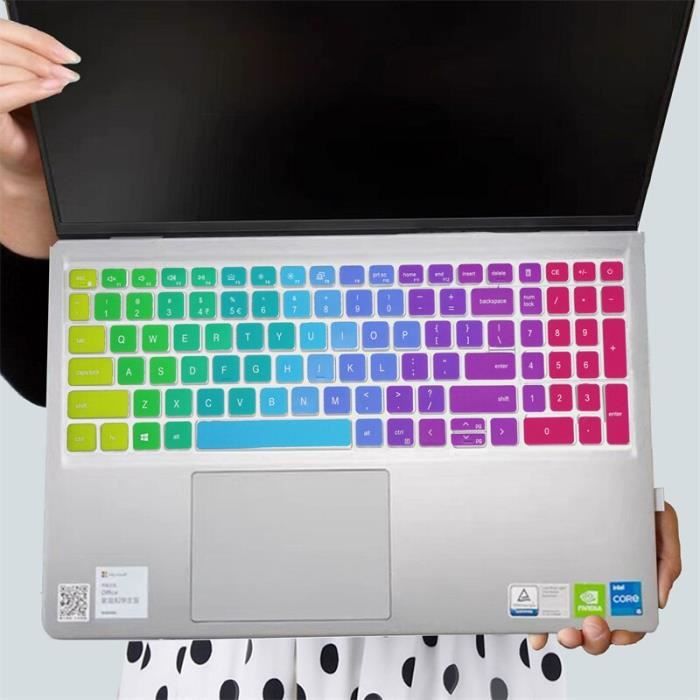 Housse Clavier Transparente Dell Inspiron 15 - Protection Anti-poussière, Liquide - TPU Ultra Fin 0,12mm - Rétroéclairage Visible
