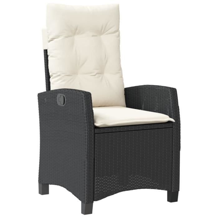 Chaise Jardin Empilable SPRINGOS – Métal & Polypropylène Tressé Noir, 54x61x71,5 Cm, Résistante Intempéries