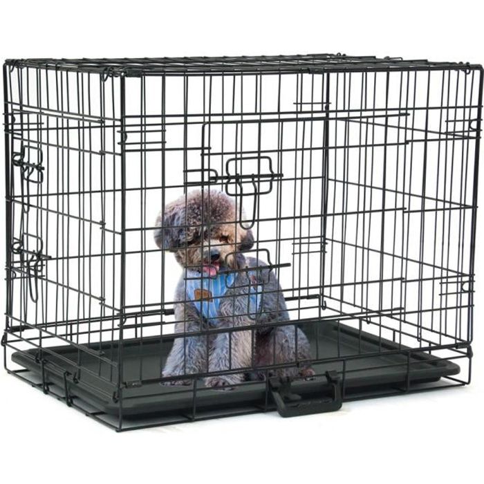 Comparer les prix de Cage pour Chien de transport pliante en métal 60 x 43 x 50 cm Noir
