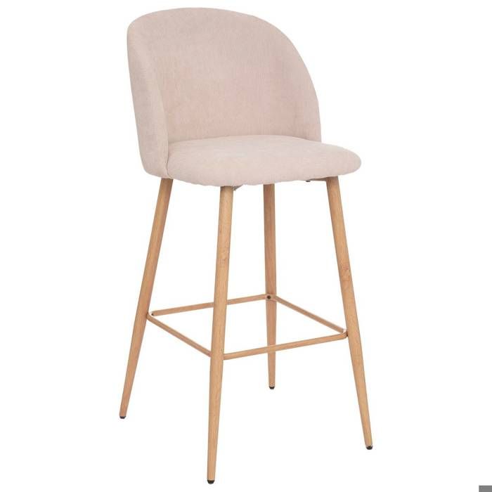 Chaise de bar Celeste velours côtelé beige - Atmosphera Créateur dintérieur