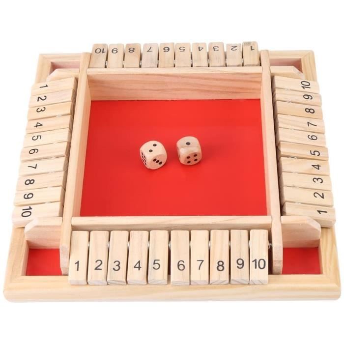 JurciCat Shut The Box Jeux En Bois 2-4 Joueurs 8 Dés Adultes Et Enfants Jeux De Societe En Bois Jeux Mathematiques Pour Salle De Classe Maison Fete