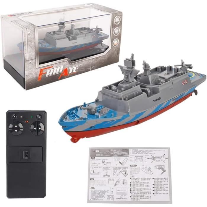 Navire De Guerre Télécommandé 2,4 GHz – Simulation Marine Gris – Recharge USB Magnétique – Enfants Adultes – Piscine, Bain
