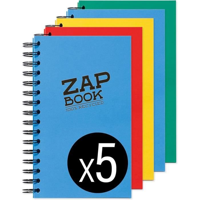 Carnet Croquis Clairefontaine 1/2 Zap Book A5 - 80 Feuilles Recyclées, Spirale - Couverture Aléatoire