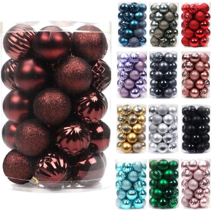 Lot 100 Boules De Noël Étincelantes Violet - Décorations Sapin Incassables Avec Crochets