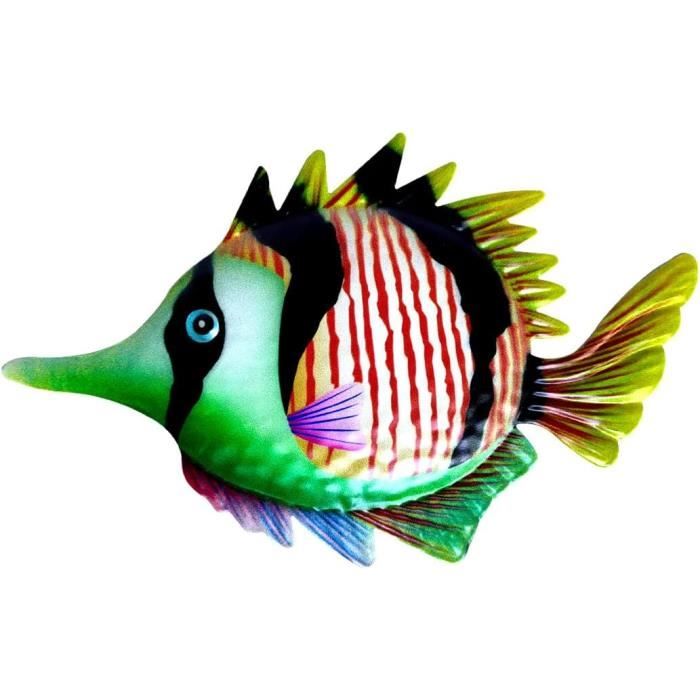 Décoration Murale Poisson En Métal 3D Cabilock - Sculpture Murale Bleue Résistante Aux Intempéries Pour Intérieur Et Extérieur