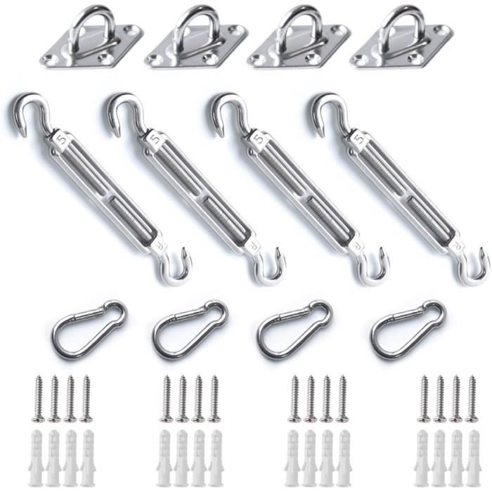 Kit De 20 Oeillets De Fixation En Acier Inoxydable Avec Vis - Pour Hamac, Voile D'ombrage, Rideaux, Suspension - 7