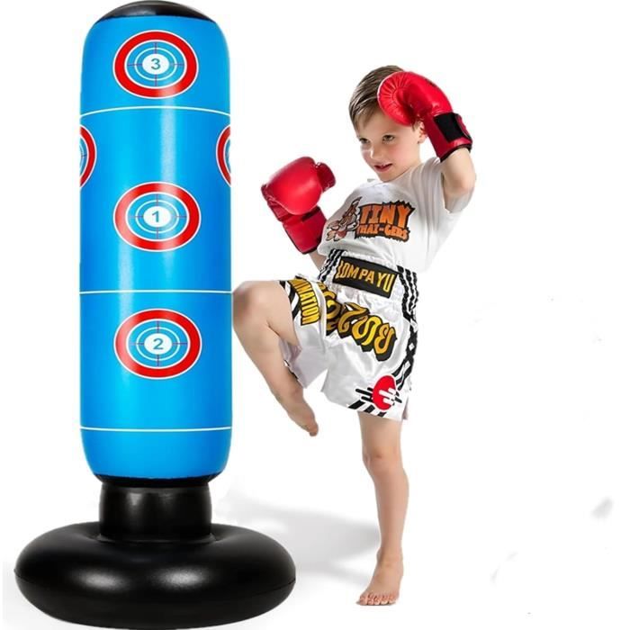 Sac de Boxe Enfant Gonflable 160cm Gants Inclus Amusant et Sûr  Développement Coordination
