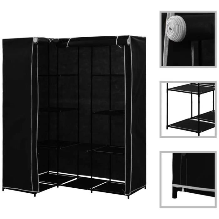Armoire De Rangement D Angle Noire Dressing Penderie Xxl Tissu 169x129x87cm Achat Vente Armoire De Chambre Armoire De Rangement D Angl Cdiscount