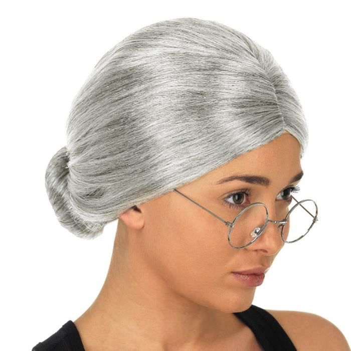 Vieille Dame Mamie Mamie Gris perruque Chignon grand-mère Costume de  déguisement yua1434 - Cdiscount