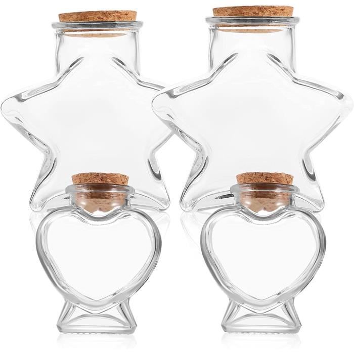 72 Mini Bouteilles Potion Plastique 4 Oz – Bouchons Liège – Transparent – Thème Mariage/sable