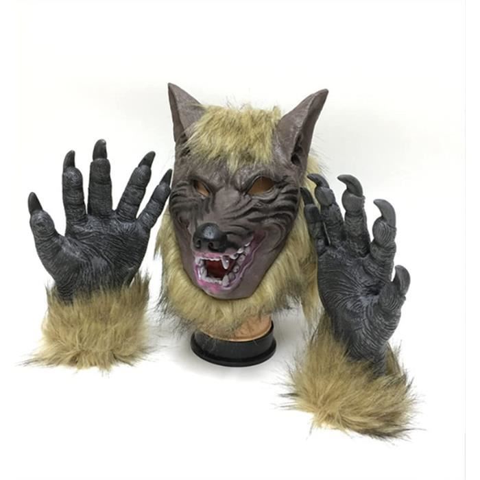 Mitaine Patte De Loup Fausse Fourrure Halloween - Gants Griffe Monstre Cosplay Carnaval Accessoires
