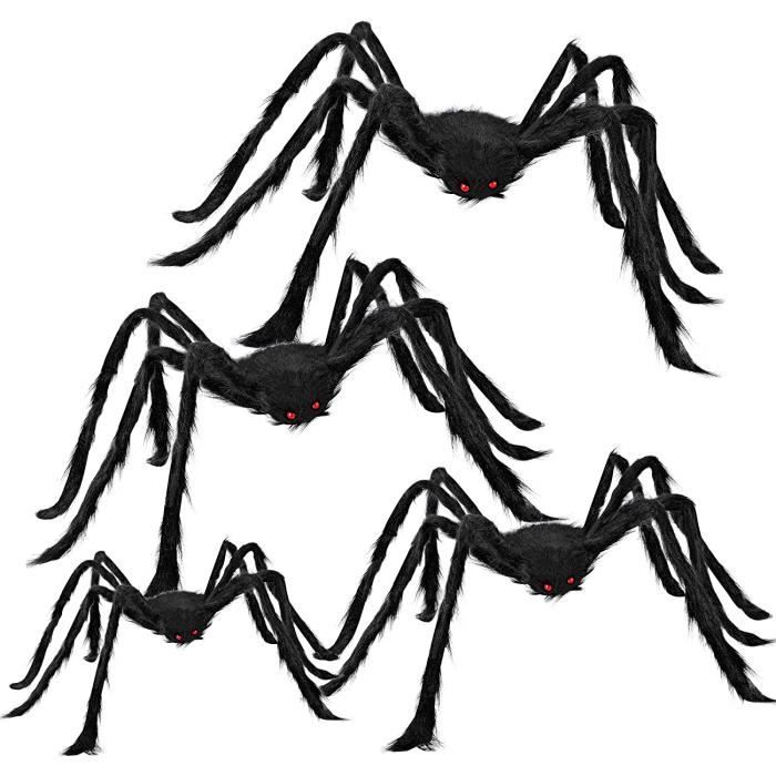 SAVITA 50pcs Araignée Réaliste Décoration d'Halloween, Plastique Mini