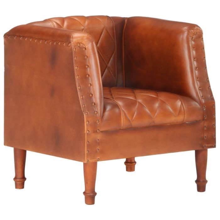 Ensemble de canapés cuir véritable - vidaXL - 2 pièces - Marron - Cuir Ensemble de canapés cuir véritable - vidaXL - 2 pièces - Marron - Cuir