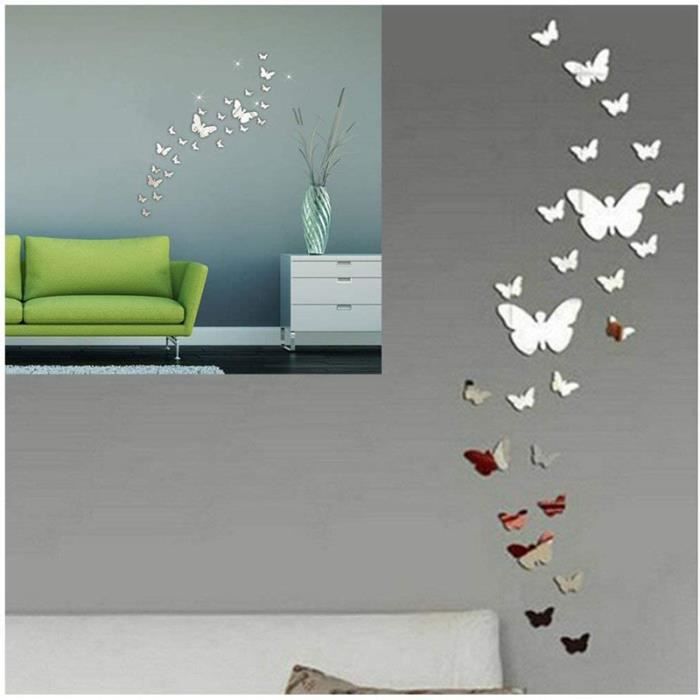 Décoration papillon 3D stickers wall art miroir surface Papillons Autocollant