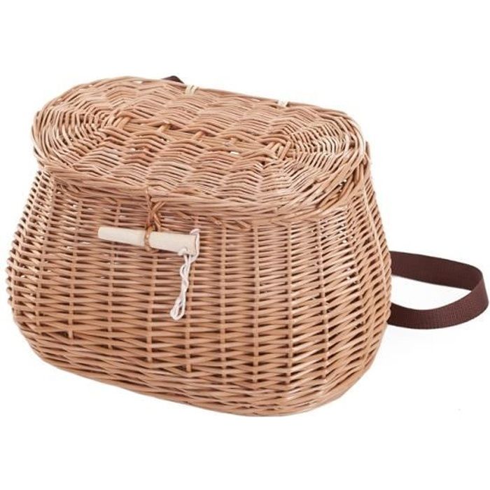 Panier de pêche en osier avec sangle – fait main