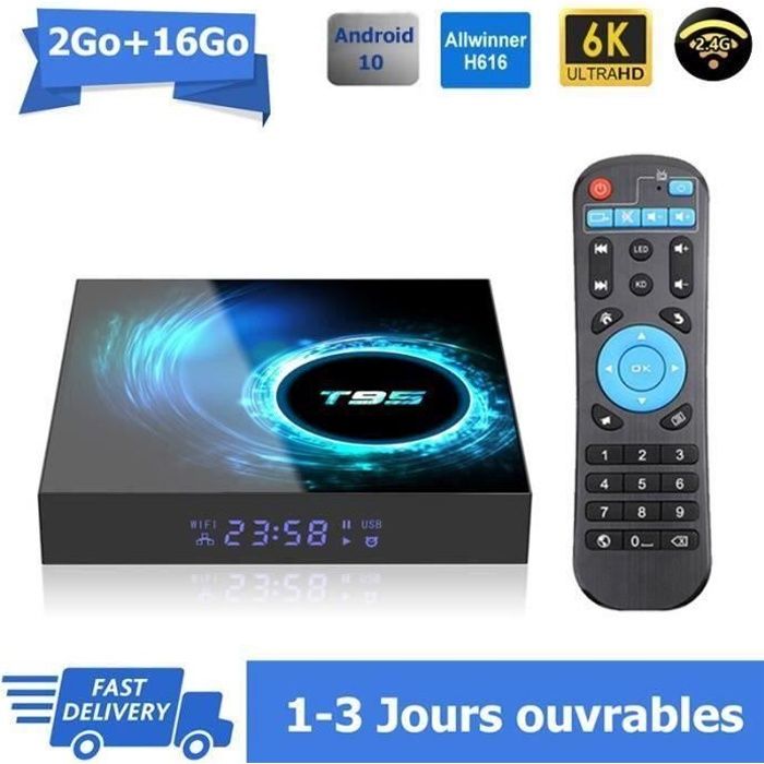 Android tv box tv android 10 T95 Smart TV BOX Wifi BT 2Go 16Go H616 6K ...