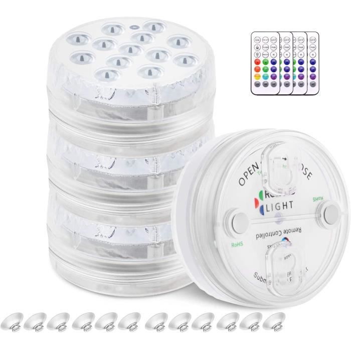 Lot De 2 Lampes LED Piscine Submersibles Magnétiques RGBW 15 Cm – Rechargeables USB-C, IP68, Télécommande