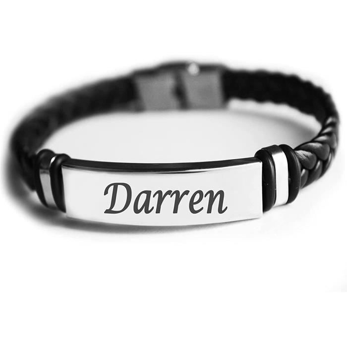 Bracelet homme cuir multi ligne gourmette acier a graver - BijouxStore -  webid:1188