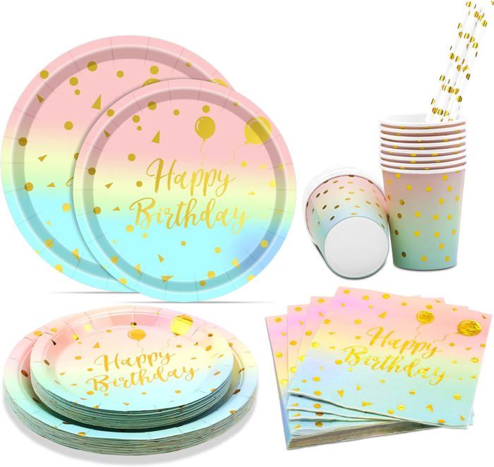 Vaisselle Jetable Assiette Anniversaire Serviettes Fête Décorations  Anniversaire x25 invités. - Cdiscount Maison