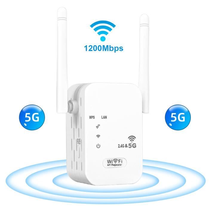 Répéteur WiFi 5G Bi-Bande 1200 Mbps | 4 Antennes, 2 Ports LAN | Couverture Jusqu’à 9800 M³ | Mode Répéteur/AP/Routeur | Pour Maison & Bureau - 4