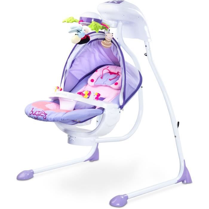 Balancelle Electrique Mobile Rotatif Lumieres Moustiquaire Bebe Enfant 0 12kg Bugies Violette Cdiscount Puericulture Eveil Bebe