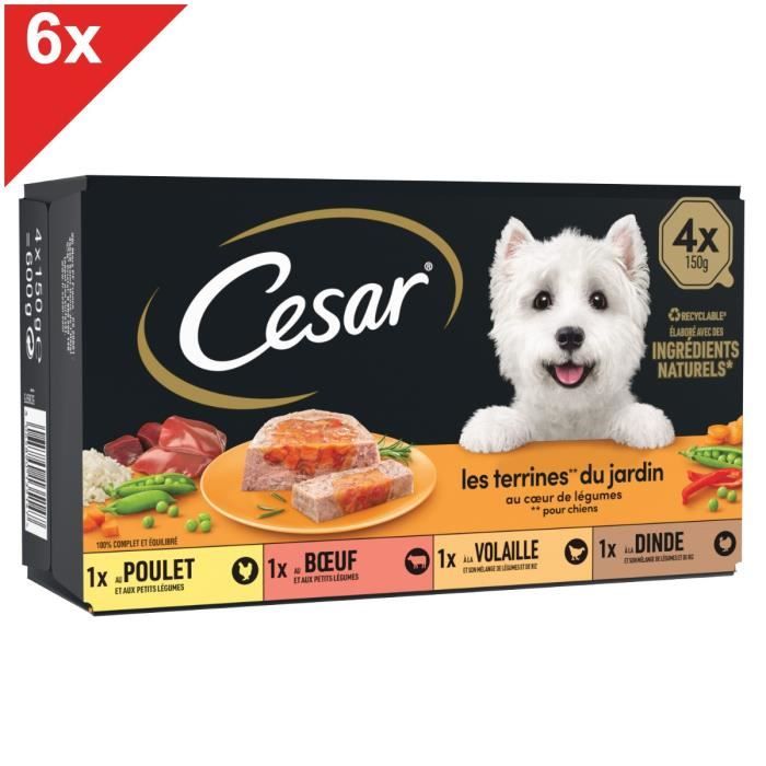 Comparer les prix de Terrine coeur de légumes pour chien CESAR - 24 barquettes de 150g (6x4)