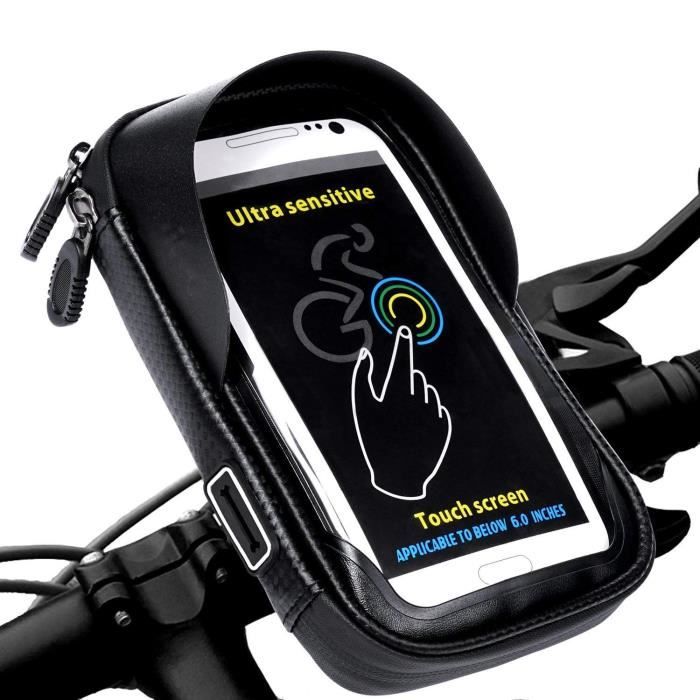 Sacoche Vélo Téléphone Étanche, Support Téléphone Vélo Cadre Guidon pour  Smartphone sous 6,5 Pouces - noir - Cdiscount Sport