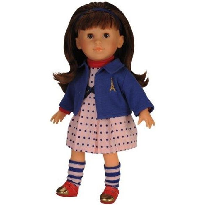 Poup e Mademoiselle Corolle Coquette Brune Pois Bleus COROLLE