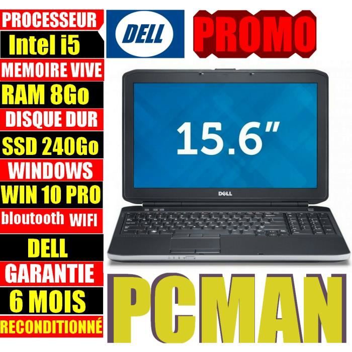 Achat PC Portable Dell Latitude E5530 15"6 Core i5-3340M 2,7 GHz - SSD 240 Go RAM 8 Go WIN10 PRO AZERTY - Français pas cher