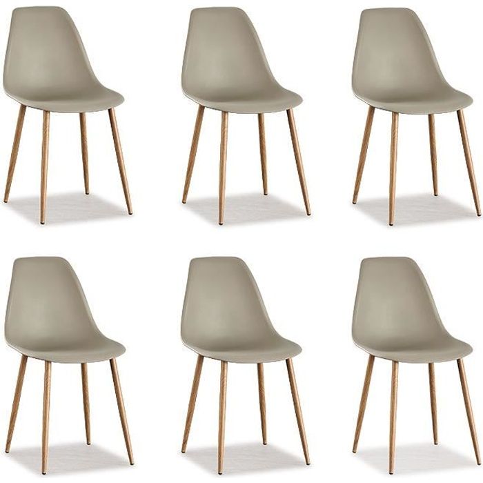Lot de 6 chaises scandinaves beige - Ela - DESIGNETSAMAISON Lot de 6 chaises scandinaves beige - Ela - DESIGNETSAMAISON