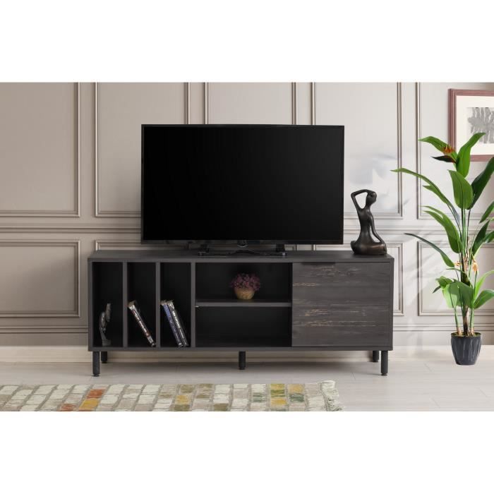meuble tv - emob - blanc - 140 cm - 40 cm - 55 cm
