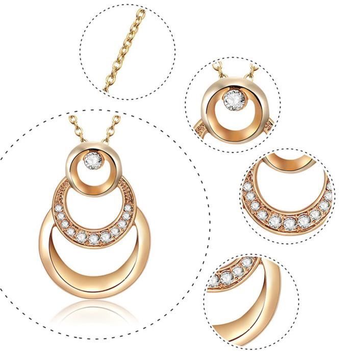 Set De Bijoux Femme Ambre Artificiel - Collier Pendentif Et Boucles D'Oreilles Carrés - Alliage Doré