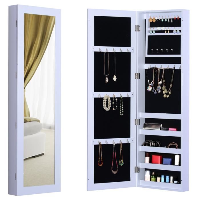 Armoire à bijoux multirangements design avec miroir 37L x 10l x 121H