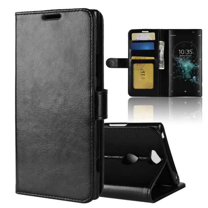 Pour Sony Xperia Xa2 Plus Coque En Pu Cuir Etui Portefeuille Housse Noir Achat Coque Bumper Pas Cher Avis Et Meilleur Prix Cdiscount