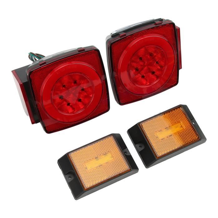 WEI Kit d'éclairage de remorque à LED carré Kit d'éclairage de remorque à  LED 12 V feu arrière carré éclairage rouge