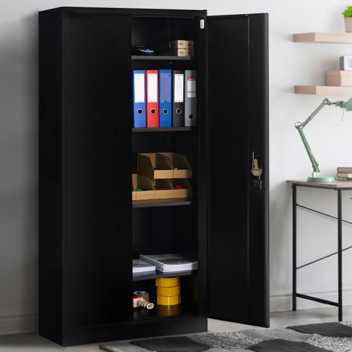 IDMARKET Armoire métallique 80 cm 5 niveaux noire