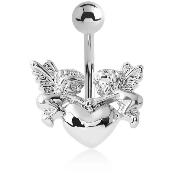 Banane De Nombril Acier Coeur Baroque - NMA006