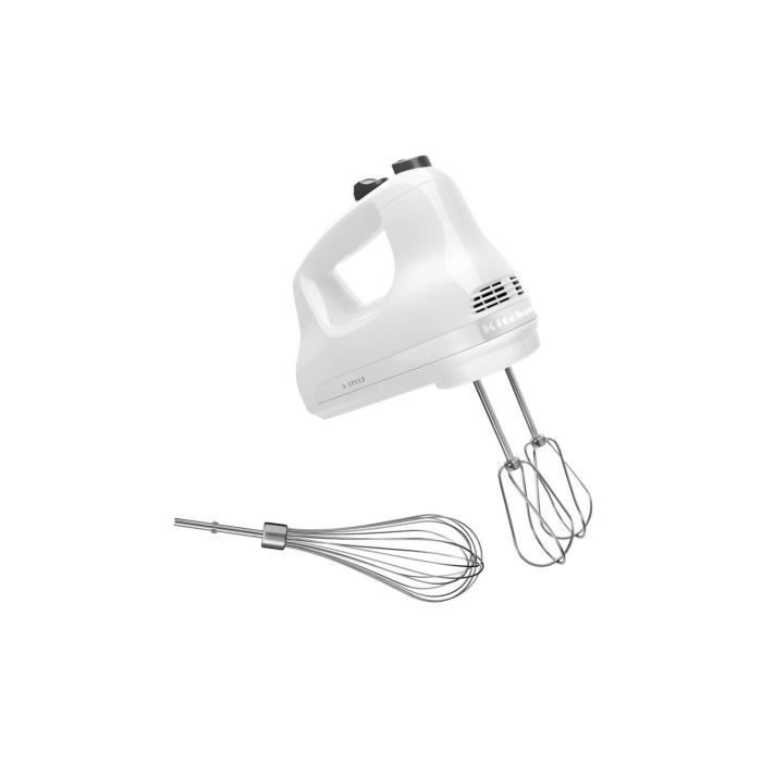 Batteur à main Classic - KITCHENAID 5KHM5110EWH - 85 Watt - 5 présélections - Blanc