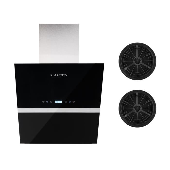 Klarstein Aurea Vii Hotte Decorative Murale 60 Cm 2 Filtres Recyclage D Air Evacuation 620m H Classe A Verre Noir Achat Vente Hotte Cdiscount