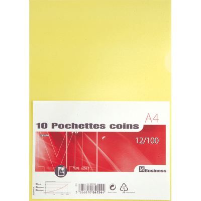 a4 Sachet 10 pochettes coin polypropylene graine 12x100e
