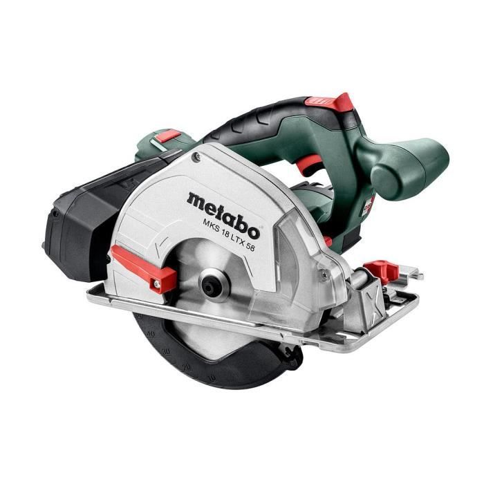Metabo Scie circulaire portative à métaux 18 V sans batterie ni chargeur Ø 165 x 20 mm coupe 58 mm MKS 18 LTX
