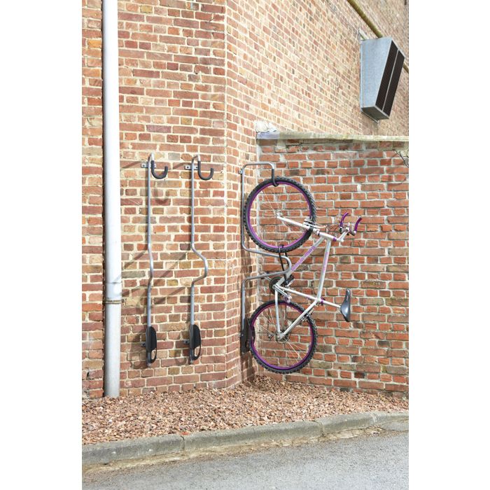 Range vélo mural individuel antivol - Mottez B123P - Gris - Tube diamètre 20 et 25 mm / Longueur 1.74 M