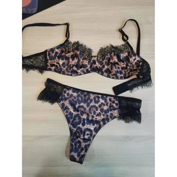 ENSEMBLE LINGERIE Femme Imprime leopard sexy avec anneau d acier