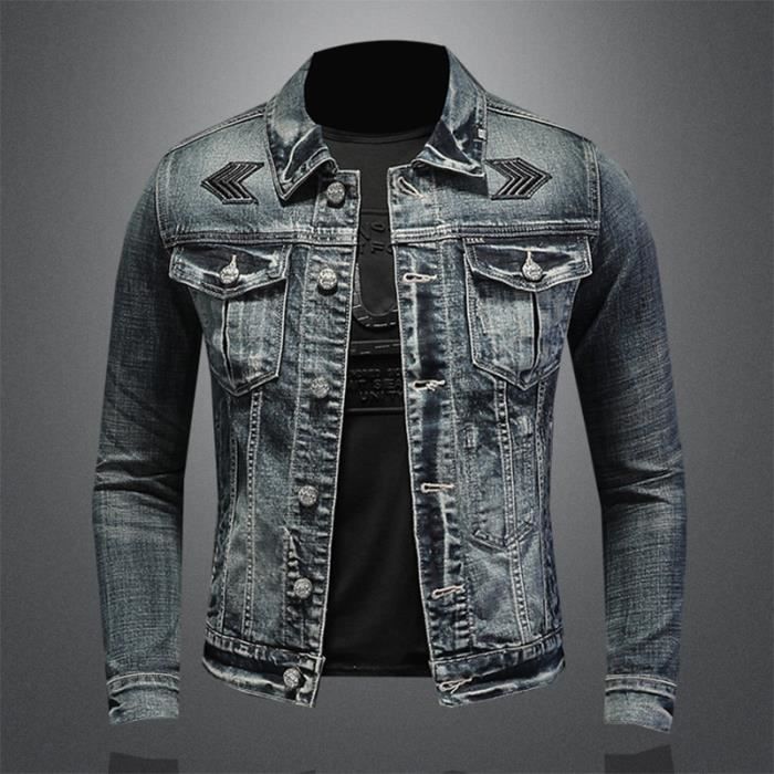 Blouson cuir best sale gris homme